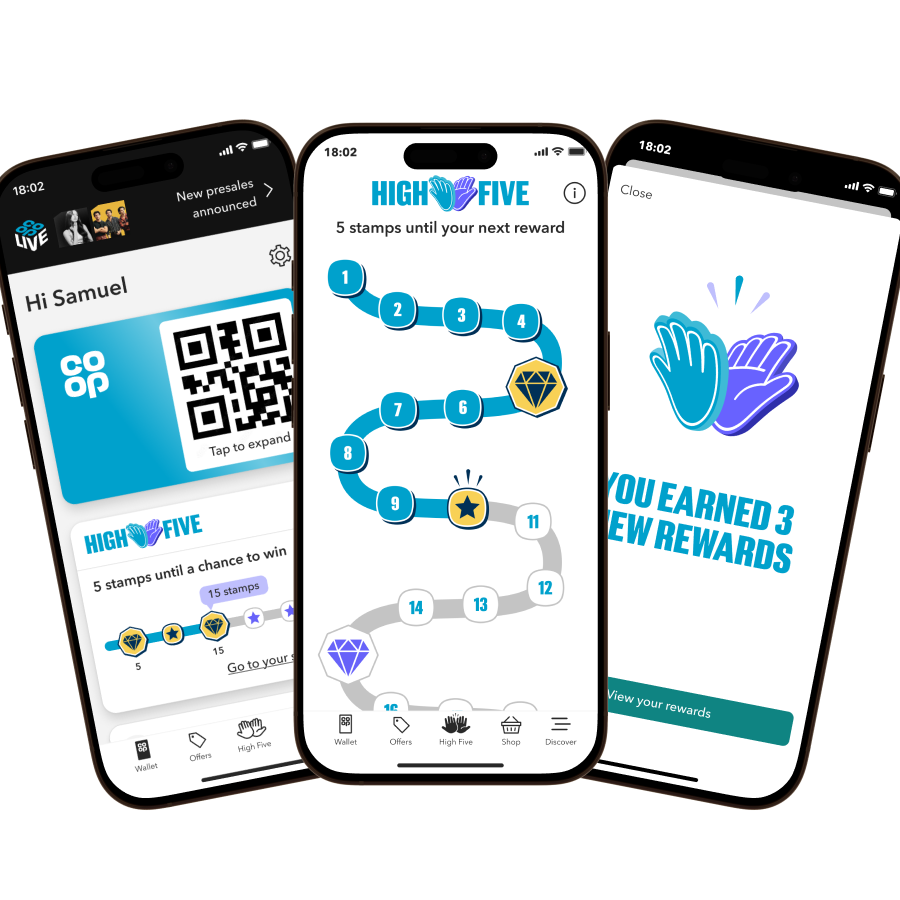 Co-op High Five mobile screens